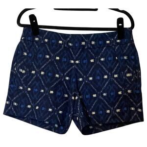 J.Crew Batik Basketweave Ikat Print Shorts 100% cotton size 4 Navy blue